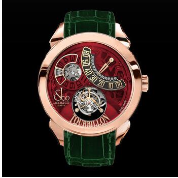 Jacob & Co. Palatial Flying Tourbillon Hours & Minutes Rose Gold (Red Mineral Crystal) PT520.24.NS.QB.A Replica Watch